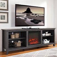 Charcoal 70 Inch Rustic Fireplace TV Stand