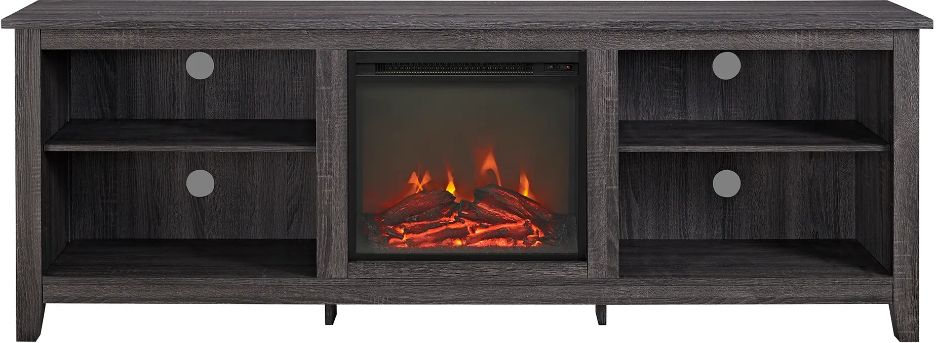 W70FP18CL Charcoal 70 Inch Rustic Fireplace TV Stand-2