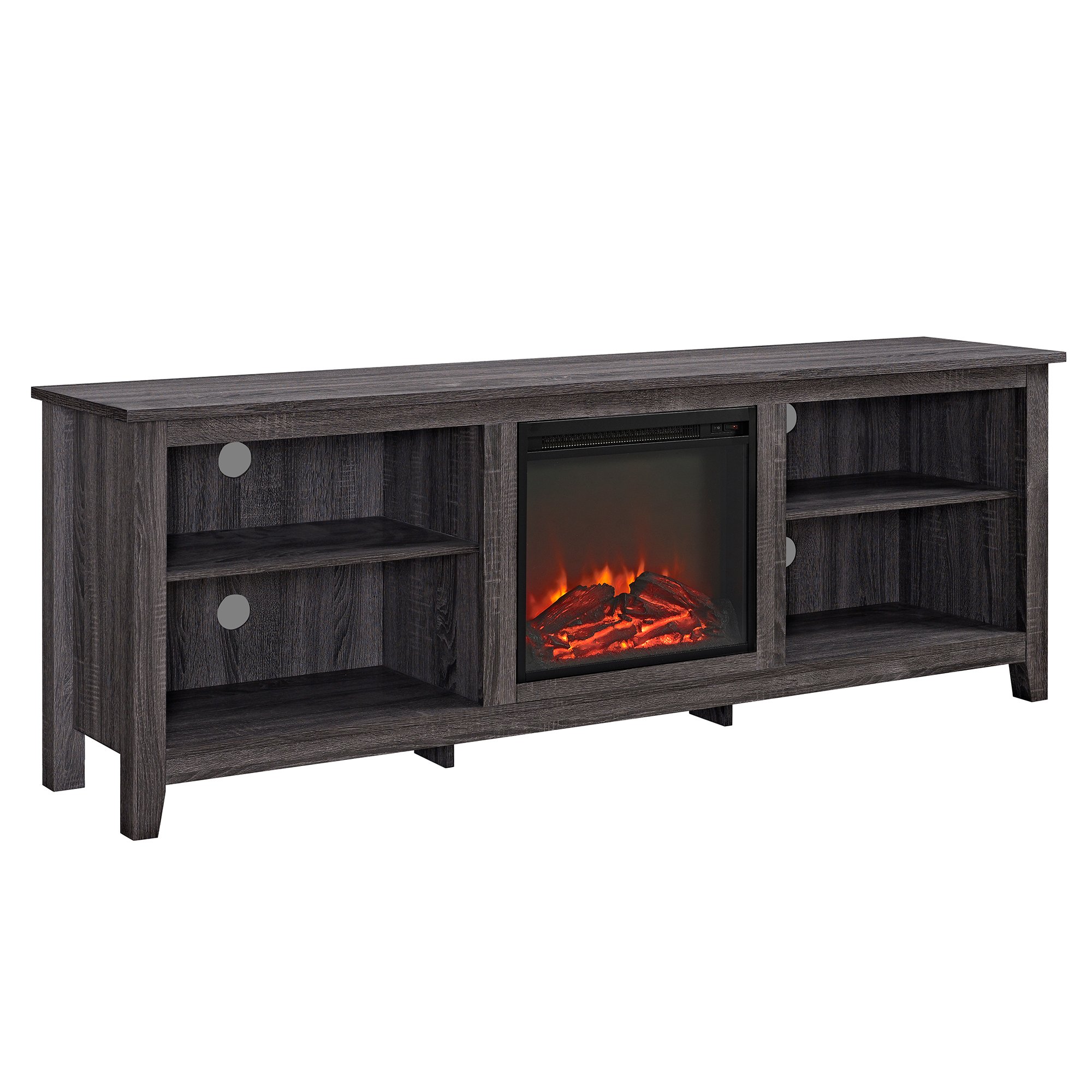 W70FP18CL Charcoal 70 Inch Rustic Fireplace TV Stand-3