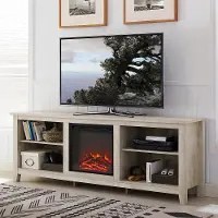 W70FP18WO White Oak 70 Inch Rustic Fireplace TV Stand