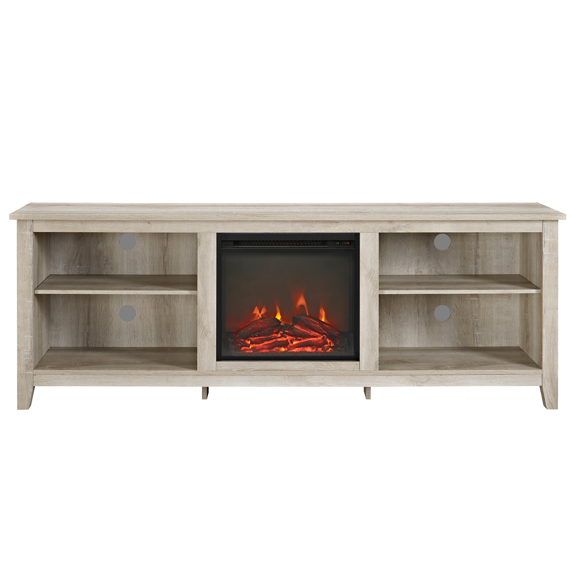 W70FP18WO White Oak 70 Inch Rustic Fireplace TV Stand-2
