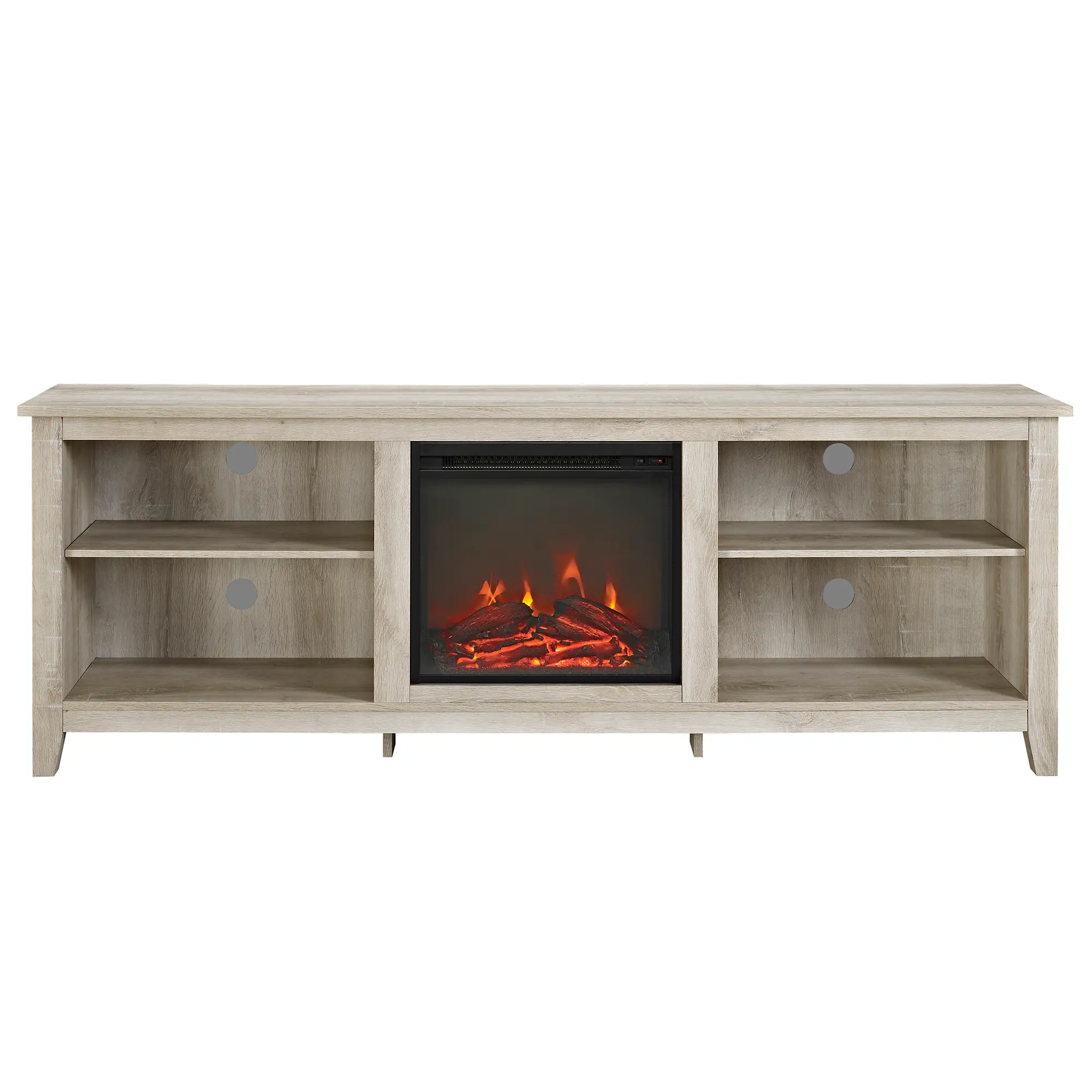 W70FP18WO White Oak 70 Inch Rustic Fireplace TV Stand-2