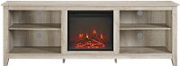 White Oak 70 Inch Rustic Fireplace TV Stand-2