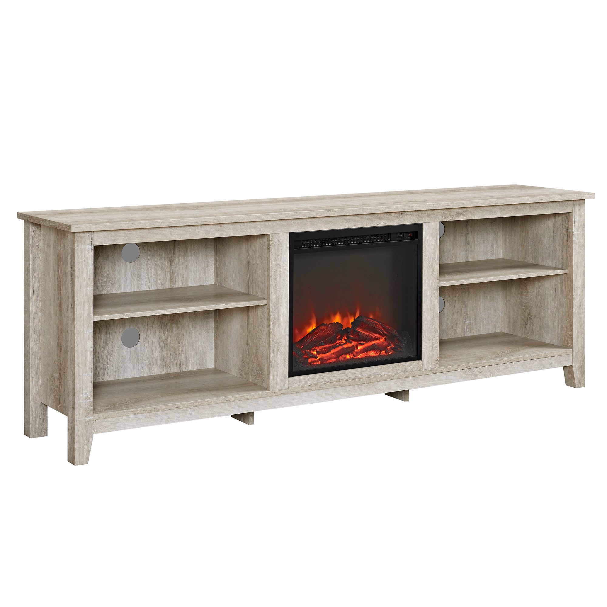 W70FP18WO White Oak 70 Inch Rustic Fireplace TV Stand-3