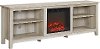 White Oak 70 Inch Rustic Fireplace TV Stand-3