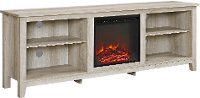 White Oak 70 Inch Rustic Fireplace TV Stand-3