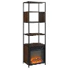 Industrial Metal and Wood 70 Inch Bookshelf with Fireplace