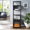 Industrial Metal and Wood 70 Inch Bookshelf with Fireplace-2
