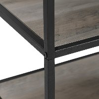 Industrial Metal and Gray Wood 70 Inch Bookshelf with Fireplace-4