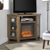 Rustic Oak 48 Inch Corner TV Stand with Fireplace