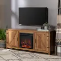 W58FPBDRO Michael Rustic Oak 58 Fireplace TV Stand - Walker Edison