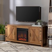 W58FPBDRO Rustic Oak 58 Inch Farmhouse Fireplace TV Stand