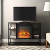 Industrial 40 Inch Metal and Rustic Oak Wood Fireplace TV Stand-1