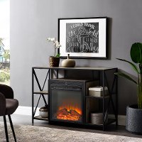 Gray Wash Industrial 40 Inch Fireplace TV Stand-2