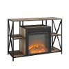 Rustic Oak Industrial 40 Inch Fireplace TV Stand