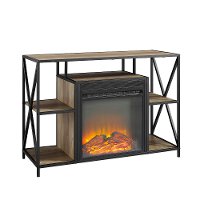 Rustic Oak Industrial 40 Inch Fireplace TV Stand