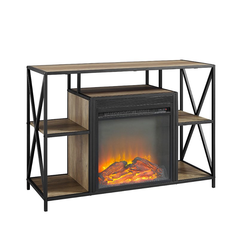 Rustic Oak Industrial 40 Inch Fireplace Tv Stand Rc Willey