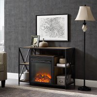 Rustic Oak Industrial 40 Inch Fireplace TV Stand-2