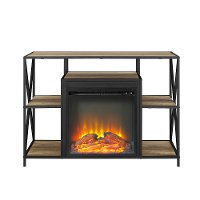 Rustic Oak Industrial 40 Inch Fireplace TV Stand-4