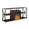 Dark Walnut Industrial 60 Inch Fireplace TV Stand
