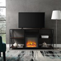 Dark Walnut Industrial 60 Inch Fireplace TV Stand-2