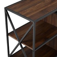 Dark Walnut Industrial 60 Inch Fireplace TV Stand-3
