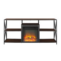 Dark Walnut Industrial 60 Inch Fireplace TV Stand-4