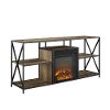 Rustic Oak Industrial 60 Inch Fireplace TV Stand