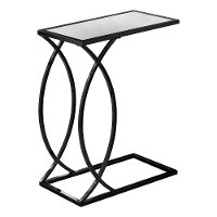 Mirror and Black Contemporary Accent Table