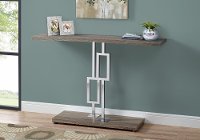 Taupe and Chrome 48 Inch Modern Accent Table
