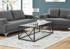Mirror and Black Metal Modern Coffee Table