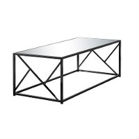 Mirror and Black Metal Modern Coffee Table-3