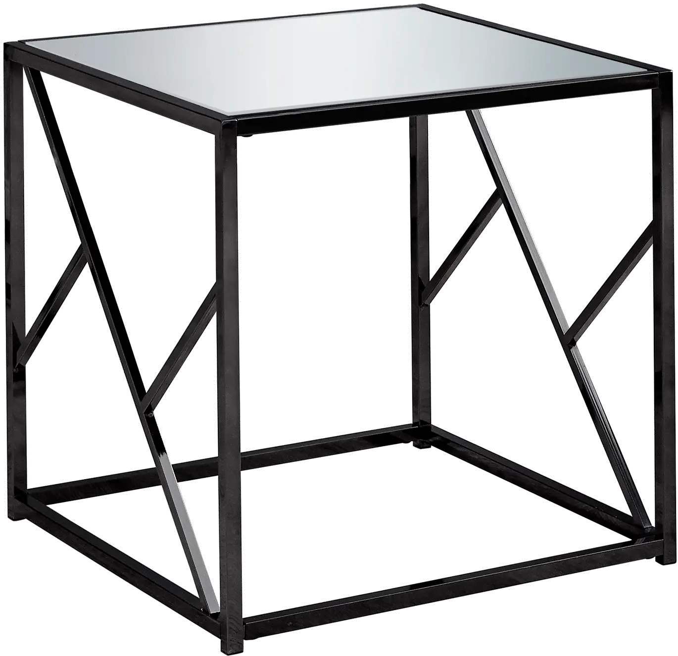 Mirror and Black Metal Modern End Table-2