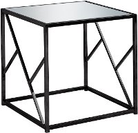 Mirror and Black Metal Modern End Table-2