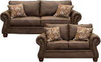 Mocha Brown 2 Piece Living Room Set with Sofa Bed - Tahoe