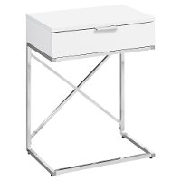 White and Chrome Drawer Top Metal Accent Table-3