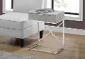 Cement Gray and Chrome Drawer Top Metal Accent Table