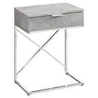 Cement Gray and Chrome Drawer Top Metal Accent Table-3