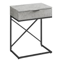 Cement Gray and Black Drawer Top Metal Accent Table