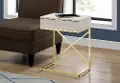 Beige and Gold Drawer Top Metal Accent Table