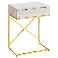 Beige and Gold Drawer Top Metal Accent Table-3