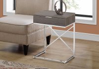 Dark Gray and Chrome Drawer Top Metal Accent Table
