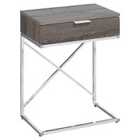 Dark Gray and Chrome Drawer Top Metal Accent Table-3