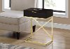 Brown and Gold Drawer Top Metal Accent Table