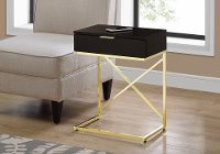 Brown and Gold Drawer Top Metal Accent Table