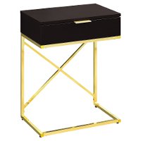 Brown and Gold Drawer Top Metal Accent Table-3