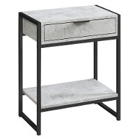 Cement Gray and Black Metal End Table