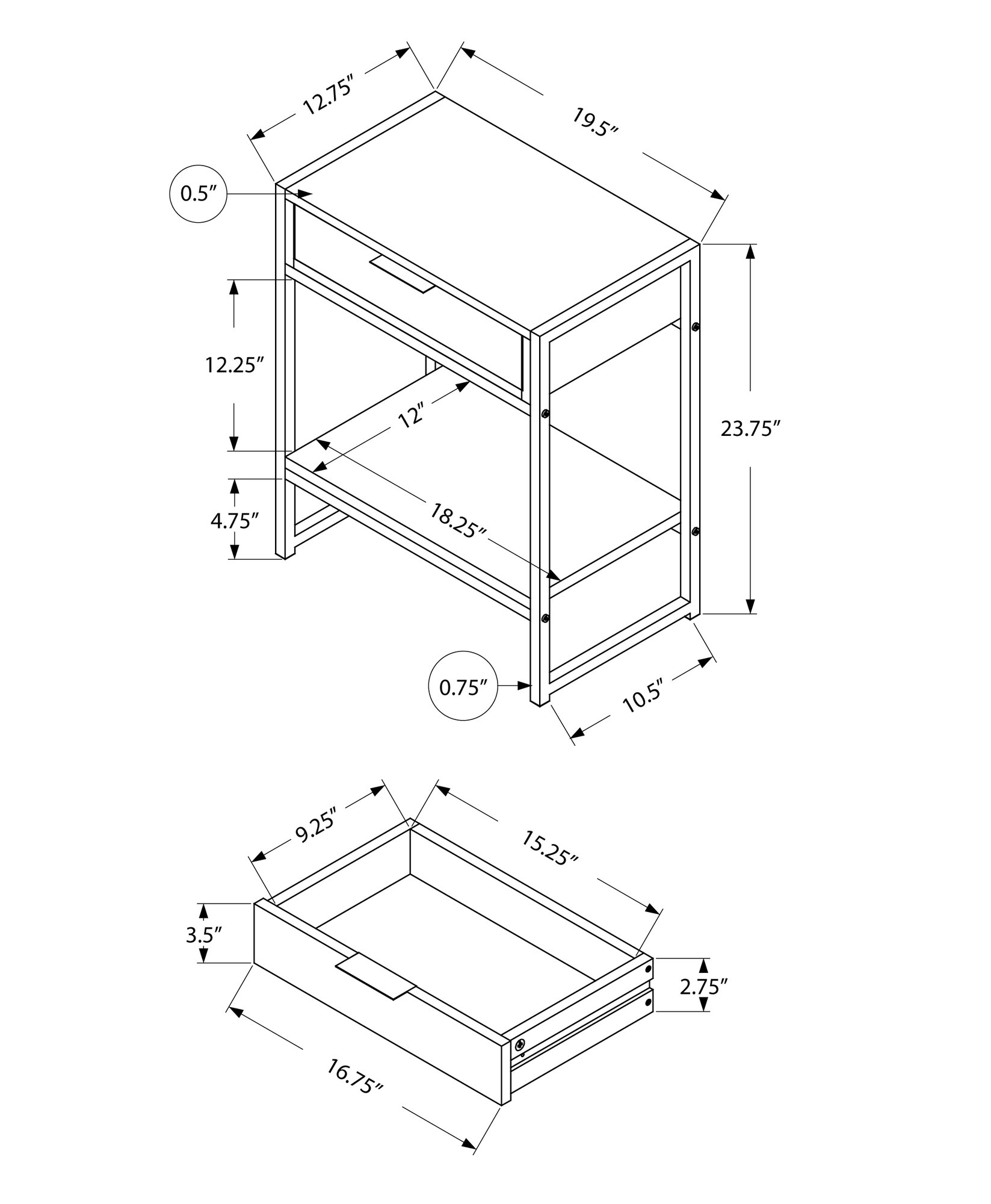 Dark Gray and Chrome Metal End Table-2