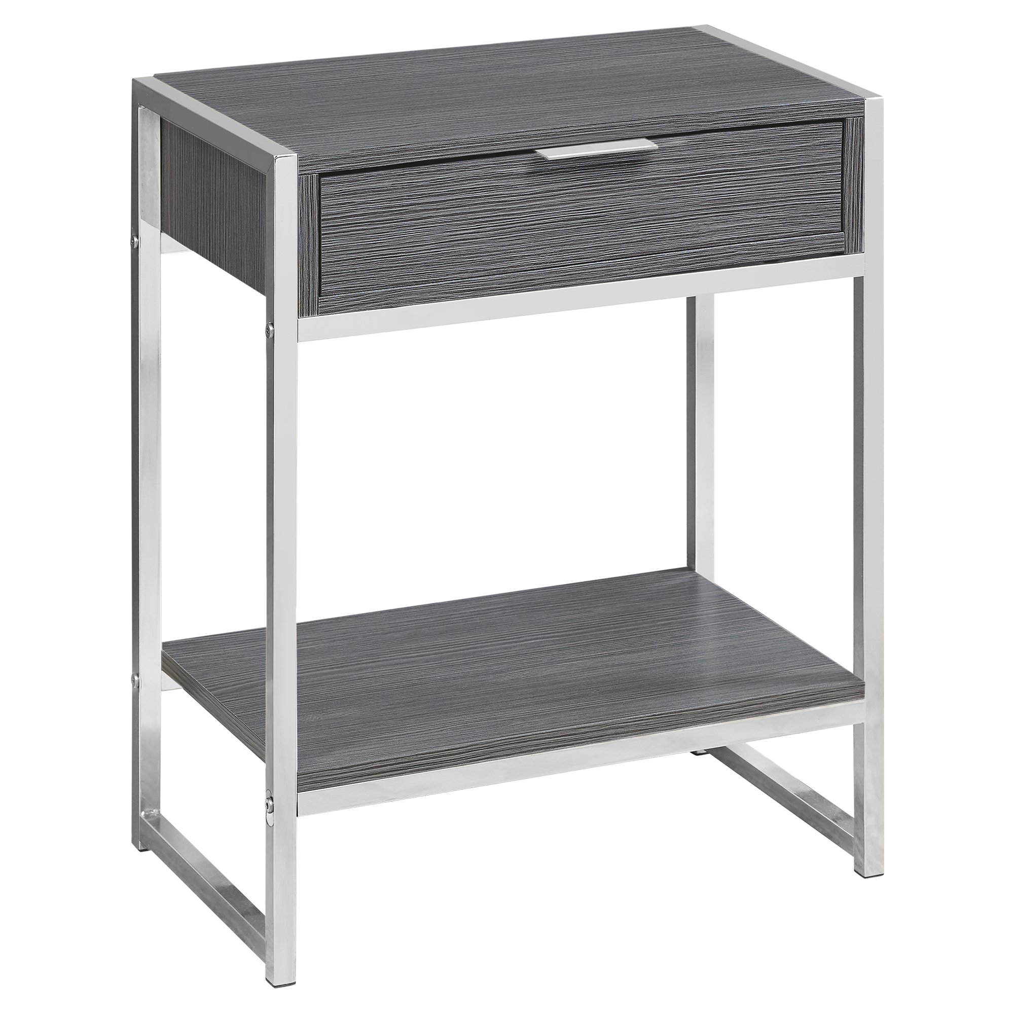 Dark Gray and Chrome Metal End Table-3