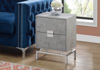 Cement Gray and Chrome End Table with Drawers